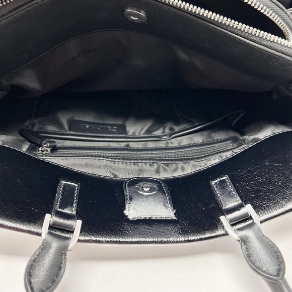 Calvin Klein Black Faux Leather Tablet / Business / Oversize Purse Convertible - Picture 8 of 13